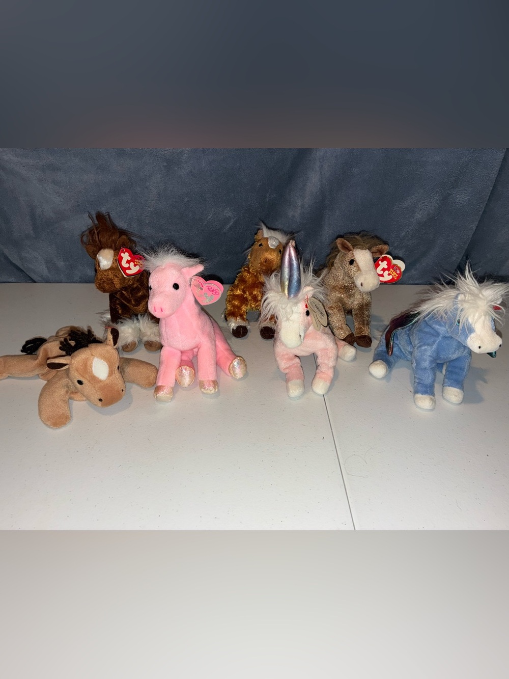 Vintage Retired Ty Beanie Babies Pegasus, Charmer, Frilly, Filly, Hoofer